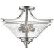 Natalie 3 Light 19 inch Satin Nickel Indoor Semi-Flush Ceiling Light